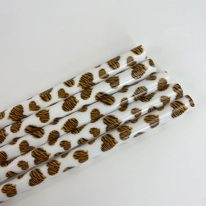 Leopard heart straws-Set of 5